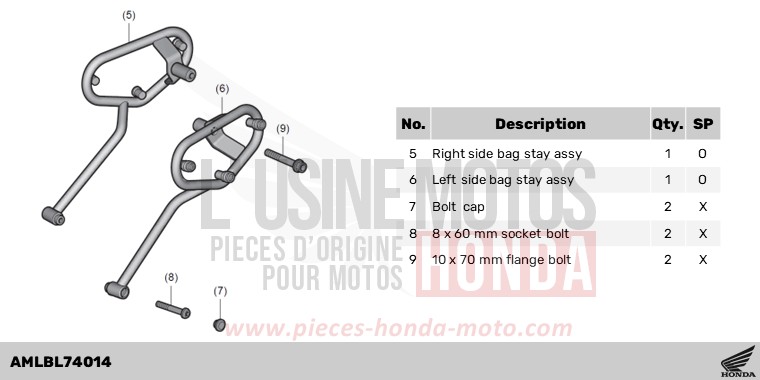 SIDE BAGS ATTACHMENT de Hornet 750 MAT GOLDFINCH YELLOW (Y242) 2023